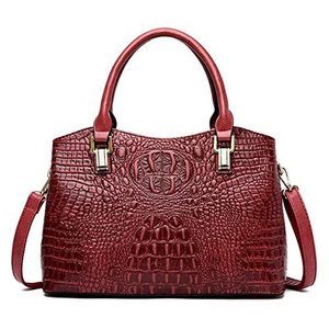 Carryall TopHandle Bag Satchel For Embossed Crocodile Pattern Pu